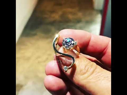 3.0Ctw Round Cut White Sapphire Art Ring-JEWELBUYS