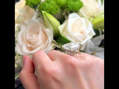 15.0ct Emerald Cut Split Bing White Sapphire Engagement Ring-JEWELBUYS