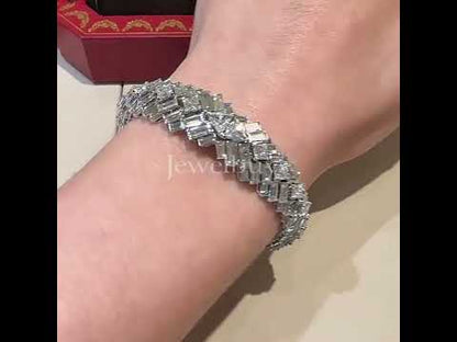 25ct Emerald Cut White Sapphire Sparkle Bracelet-JEWELBUYS