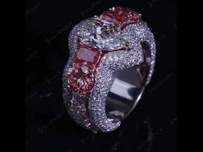 5.0Ctw Multi-Cut White Sapphire and Pink Morganite Ring-JEWELBUYS