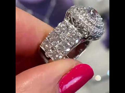 7.6ctw Round Cut Luxury Set Sapphire Engagement Ring-JEWELBUYS