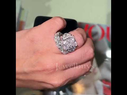 6.5ct Fancy Radiant Cut Light Pink Sapphire Women's Engagement Silver Ring-JEWELBUYS