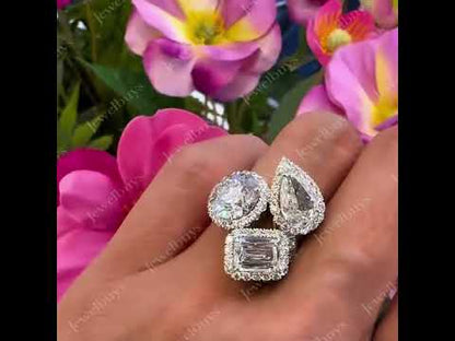 10.3ctw Multi-Cut Exquisite Three Stone Ring-JEWELBUYS