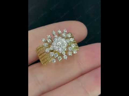 1.2Ctw White Sapphire Cluster Flower Ring-JEWELBUYS