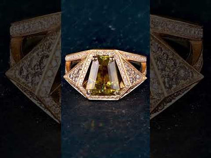 4.0Ctw trapezoidal-cut yellow sapphire pyramid ring-JEWELBUYS
