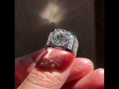 Generous and Handsome 6ctw Round White Sapphire Engagement Ring for Men and Women-JEWELBUYS