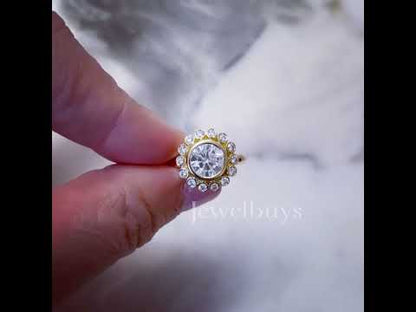 Wildflower Design 6ct Round Cut White Sapphire Women's Engagement Ring in Gold-JEWELBUYS