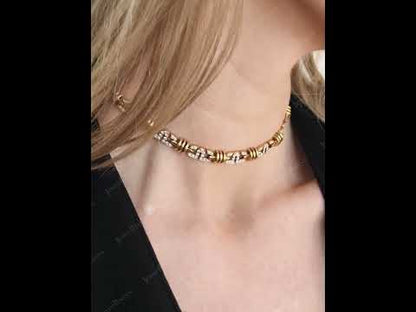 2.5Ctw Round Sapphire Chain Necklace-JEWELBUYS