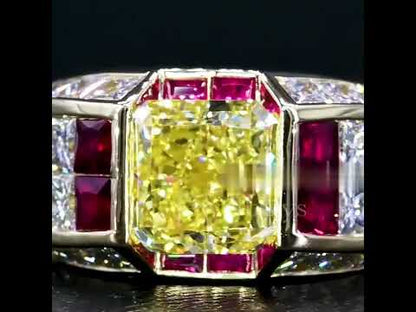 5.6c Princess Cut Yellow Sapphire Avant-Garde Ring-JEWELBUYS