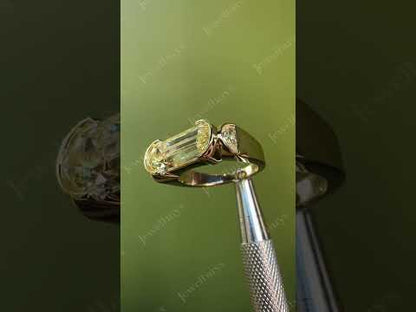 5.0ctw Emerald and Half-Moon Cut Yellow Sapphire Ring-JEWELBUYS