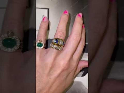 12Ctw Vintage-style two-tone sapphire stacked engagement ring-JEWELBUYS