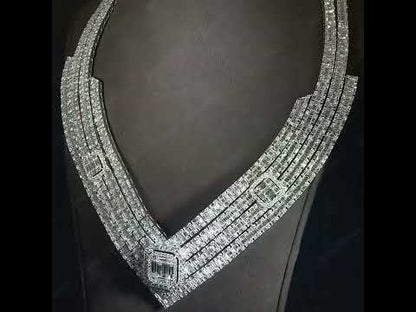 51.32Ctw Luxury Necklace with Round and Rectangular Cut Sapphires-JEWELBUYS