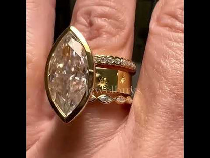 Bezel Design 5ct Marquise Cut White Sapphire Stacking Bridal Ring Women's Engagement Ring in Gold-JEWELBUYS