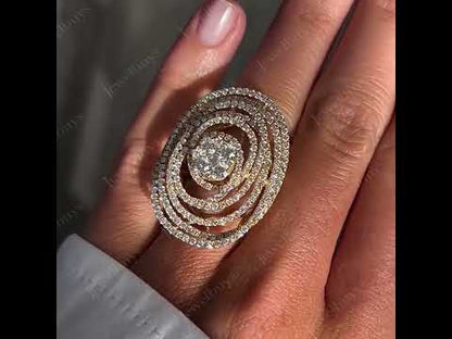 3.0Ctw Round Cut Multi-Layer Surround Swirl Shape White Sapphire Ring-JEWELBUYS