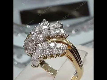 1.5ctw Multi-Cut White Sapphire Cluster Art Ring-JEWELBUYS