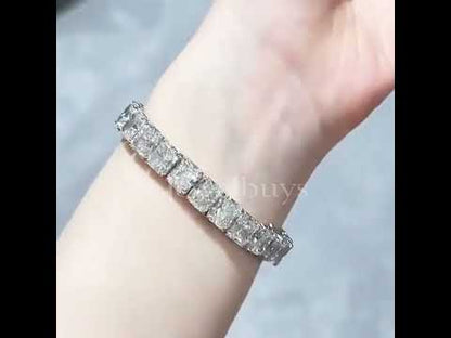 Unisex 56ctw Radiant Cut White Sapphire Bracelet in Silver-JEWELBUYS