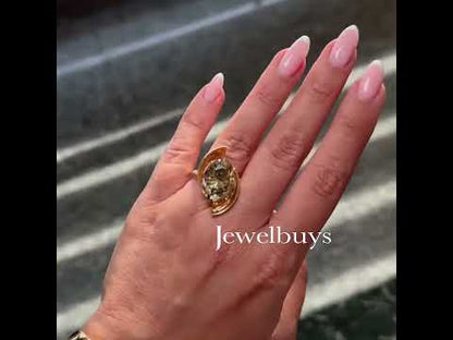 5.0ctw Oval Cut Yellow Sapphire Engagement Ring in Gold-JEWELBUYS