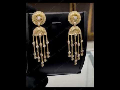 1.0Ctw Vintage Round Sapphire Tassel Earrings-JEWELBUYS