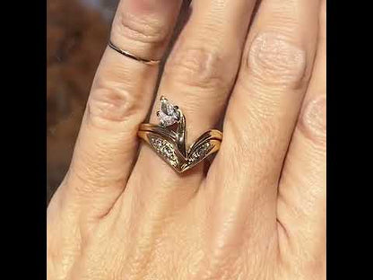 1.5ctw Pear Cut White Sapphire Tulip Wedding Stacking Ring-JEWELBUYS