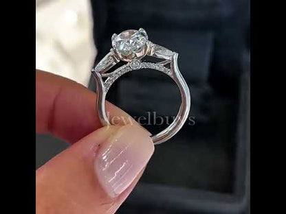 Sparkly 4ct Oval Cut Centered with Two Pear Cut White Sapphire Women's Engagement Ring in Silver-JEWELBUYS