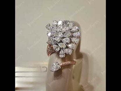 5.6Ctw Pear and Marquise Cut Cluster Set White Sapphire Ring-JEWELBUYS