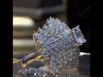 4.5Ctw Ascher-cut layered gemstone cluster ring-JEWELBUYS