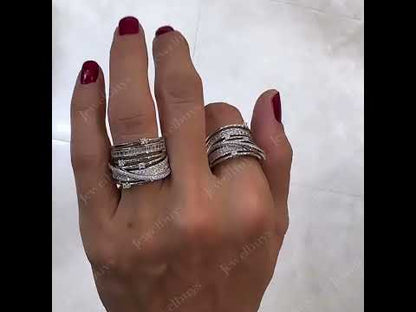 3.2ctw Rectangular Round Cut Italian Spiral Gemstone Band-JEWELBUYS