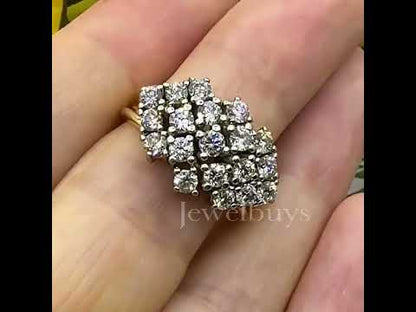 1.56Ctw Round Cut White Sapphire Cluster Split Shank Ring-JEWELBUYS