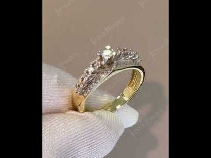 2.99Ctw Round-cut White Sapphire Crown Engagement Ring- JEWELBUYS