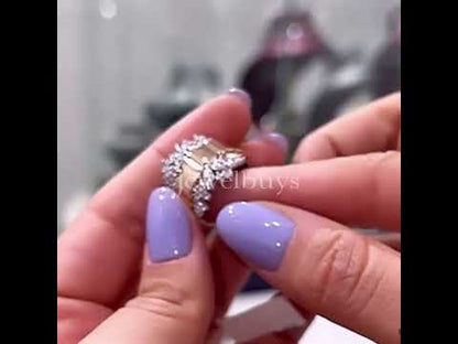 Elegant 0.66ct Pear Cut White Sapphire Eternity Wide Band in Rose Gold-JEWELBUYS
