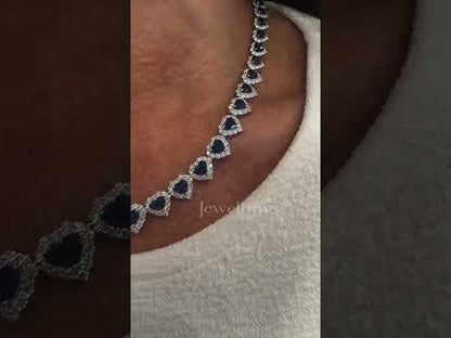 30.0ctw Most Beautiful Heart Cut Sapphire Necklace-JEWELBUYS