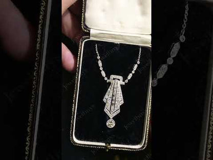 3.0Ctw Rectangular and Round Sapphire Exquisite Vintage Style Pendant Necklace-JEWELBUYS