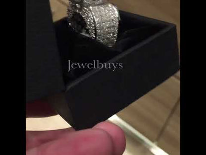 7ct Marquise Cut White Sapphire Wide Band Engagement Ring-JEWELBUYS