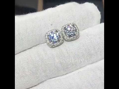 Classic Round Cut White Sapphire Four-Claw Stud Earrings in Silver-JEWELBUYS