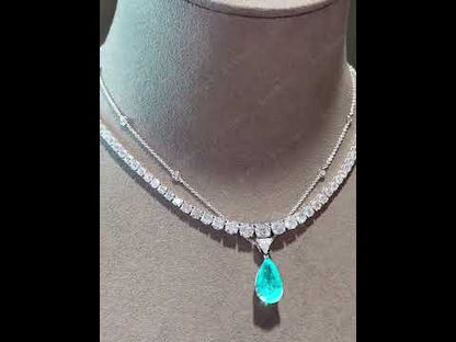 50Ctw pear-shaped Paraiba tourmaline stacked pendant necklace-JEWELBUYS