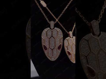 Ruby Double-Eyed Snake Head Pendant Necklace-JEWELBUYS