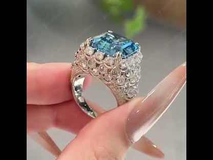 8.0Ctw Luxurious and elegant aquamarine engagement ring-JEWELBUYS