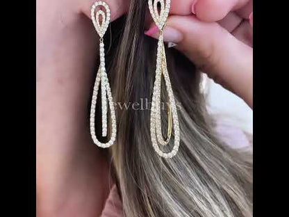 Incredible 2ctw Round Cut Yellow Gold Tear Drop Earrings-JEWELBUYS