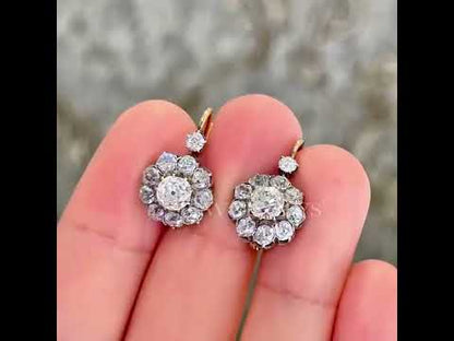 3.98ctw Rose Cut White Sapphire Antique Earrings - JEWELBUYS