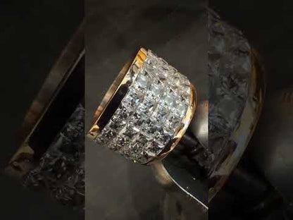 4.0Ctw Princess Cut Invisible Sapphire Wide Ring-JEWELBUYS