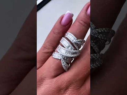 7.17ctw Baguette Cut & Round Brilliant Cut Sapphires Luxury Wrap Ring-JEWELBUYS