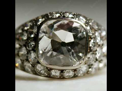 3.82Ctw Old Mine Style Cushion-Cut Sapphire Cocktail Ring-JEWELBUYS