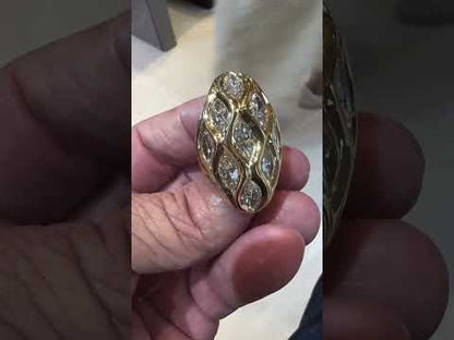 3.0Ctw marquise-cut sapphire oval dome ring- JEWELBUYS