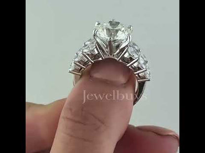 Classic 4ctw Round & Oval Cut White Sapphire Women's Engagement Ring in Silver-JEWELBUYS