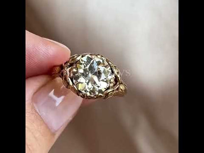 6.0ct old European cut late victorian white sapphire carved engagement ring-JEWELBUYS
