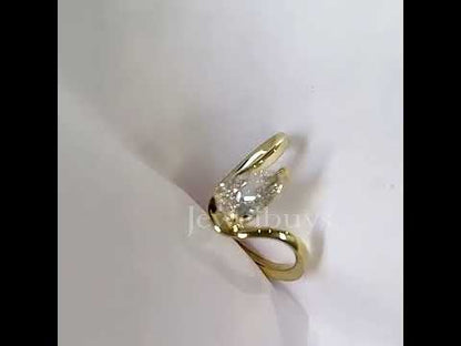 3ct Pear Cut White Sapphire Wave Engagement Ring-JEWELBUYS