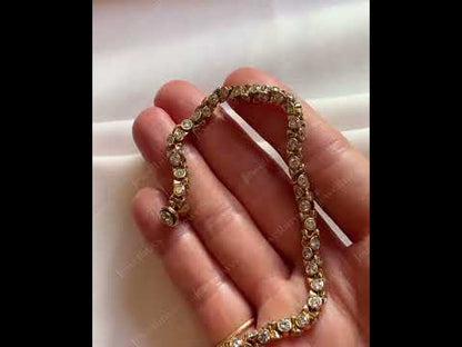 6.0ctw Round Cut Bezel Set White Sapphire 360° Tennis Bracelet - JEWELBUYS