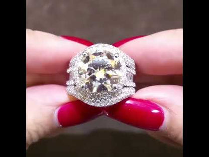 Breathtaking 6ct Round & Baguette Cut White Sapphire Women's Engagement Ring in Silver-JEWELBUYS