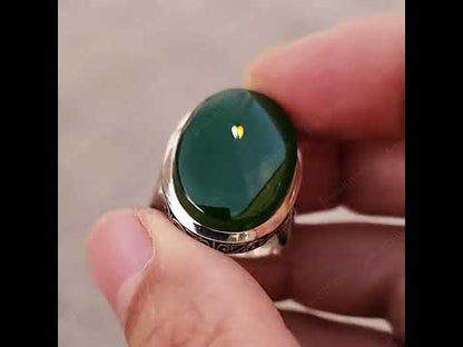 Gorgeous 9ct Dark Green Agate Vintage Engagement Ring-JEWELBUYS