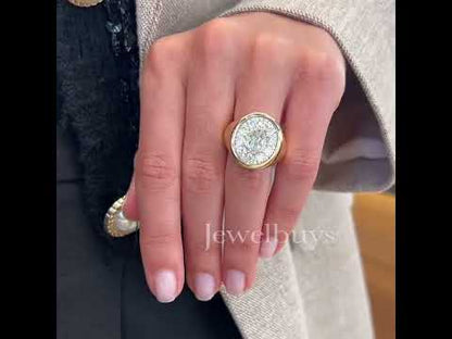 4ct Oval & Round Cut White Sapphire Wide Band Women's Ring in Gold-JEWELBUYS